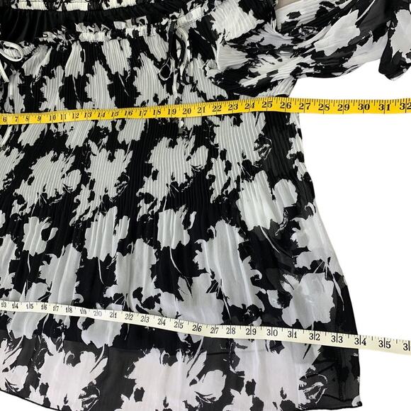 Lane Bryant Floral Chiffon Off the Shoulder Tops Plus Size 26/28 Pleated Blouse - Picture 11 of 16